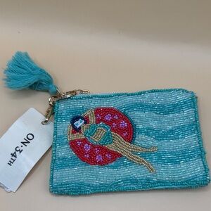 ON-34TH Beaded Blue Clutch with Tassel